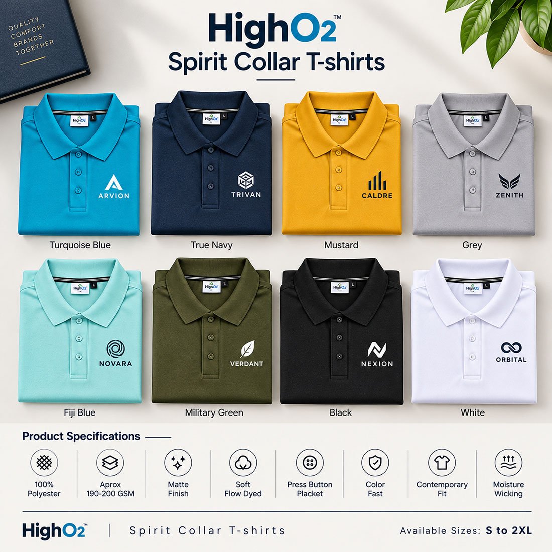 HighO2 Spirit Moisture-Wicking Performance Collar Polo | Promotional T-Shirts | DTF Printing Service, Sublimation Printing Service, Embroidery T-Shirt Printing Service branding | product by Right Marc Solutions
