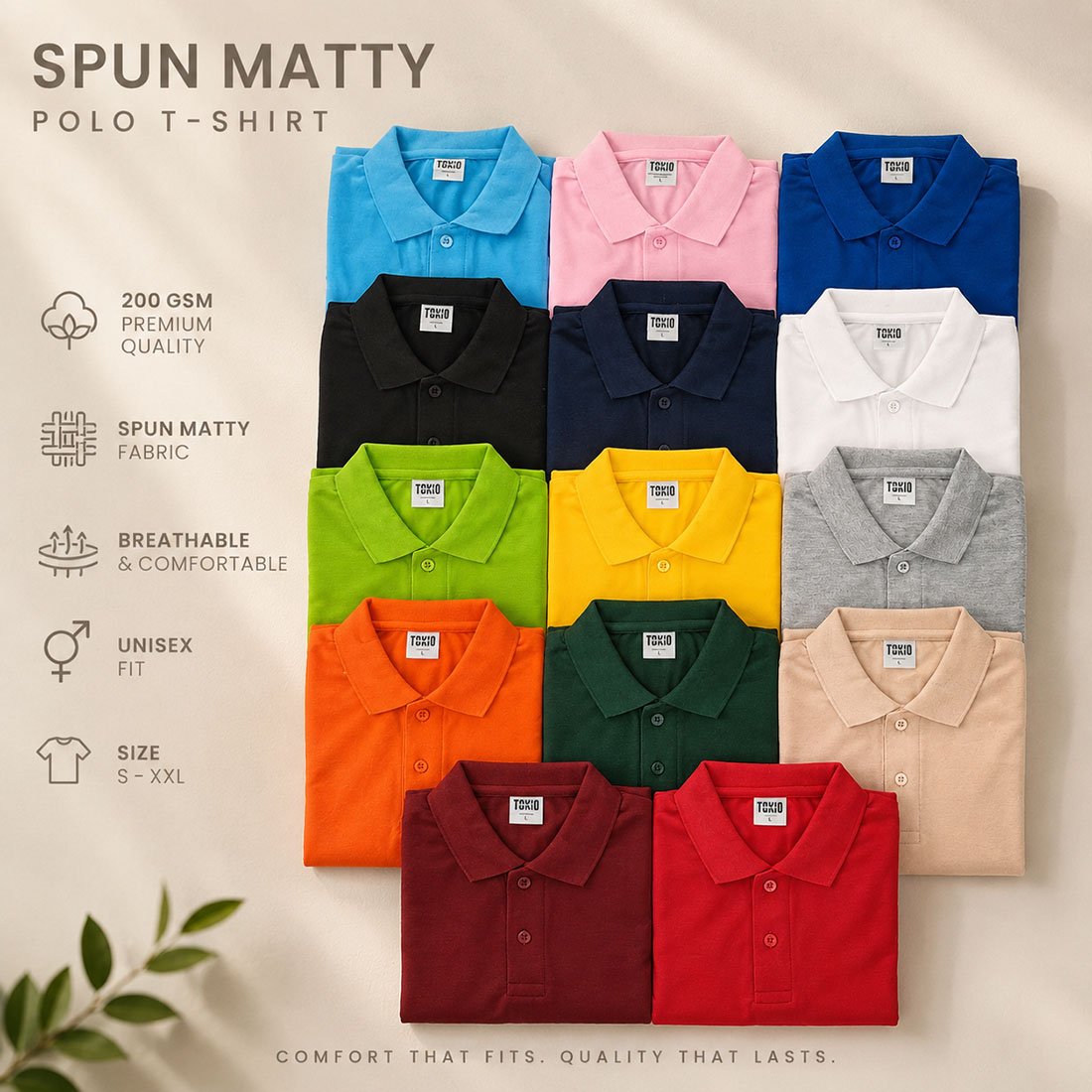 Promotional Spun Matty Polo T-Shirt – 200 GSM | Custom Logo Printing & Corporate Uniform | Promotional T-Shirts | gallery view 1