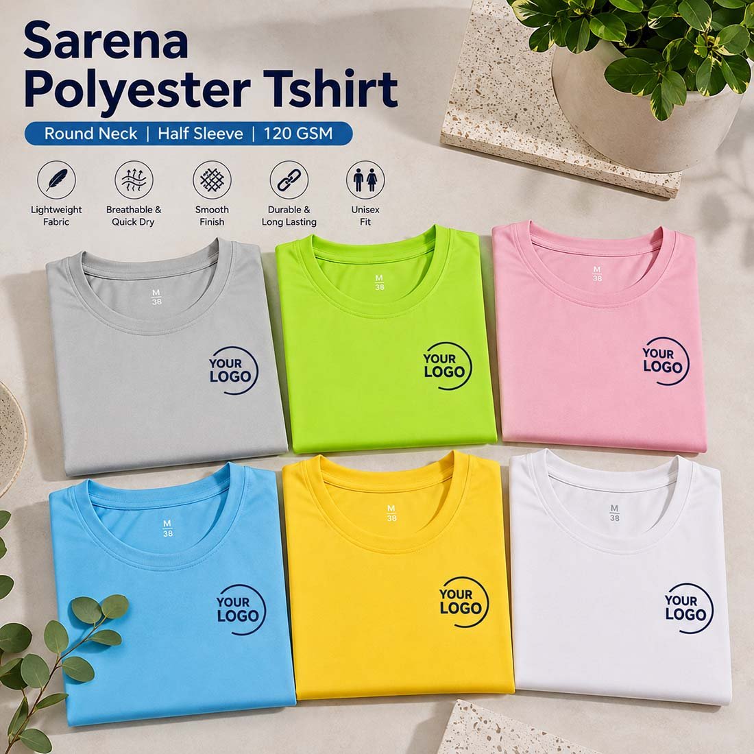 Sarena dry-fit moisture-wicking micro-polyester round neck promotional T-shirt with vibrant all-over sublimation printing for marathons and rallies