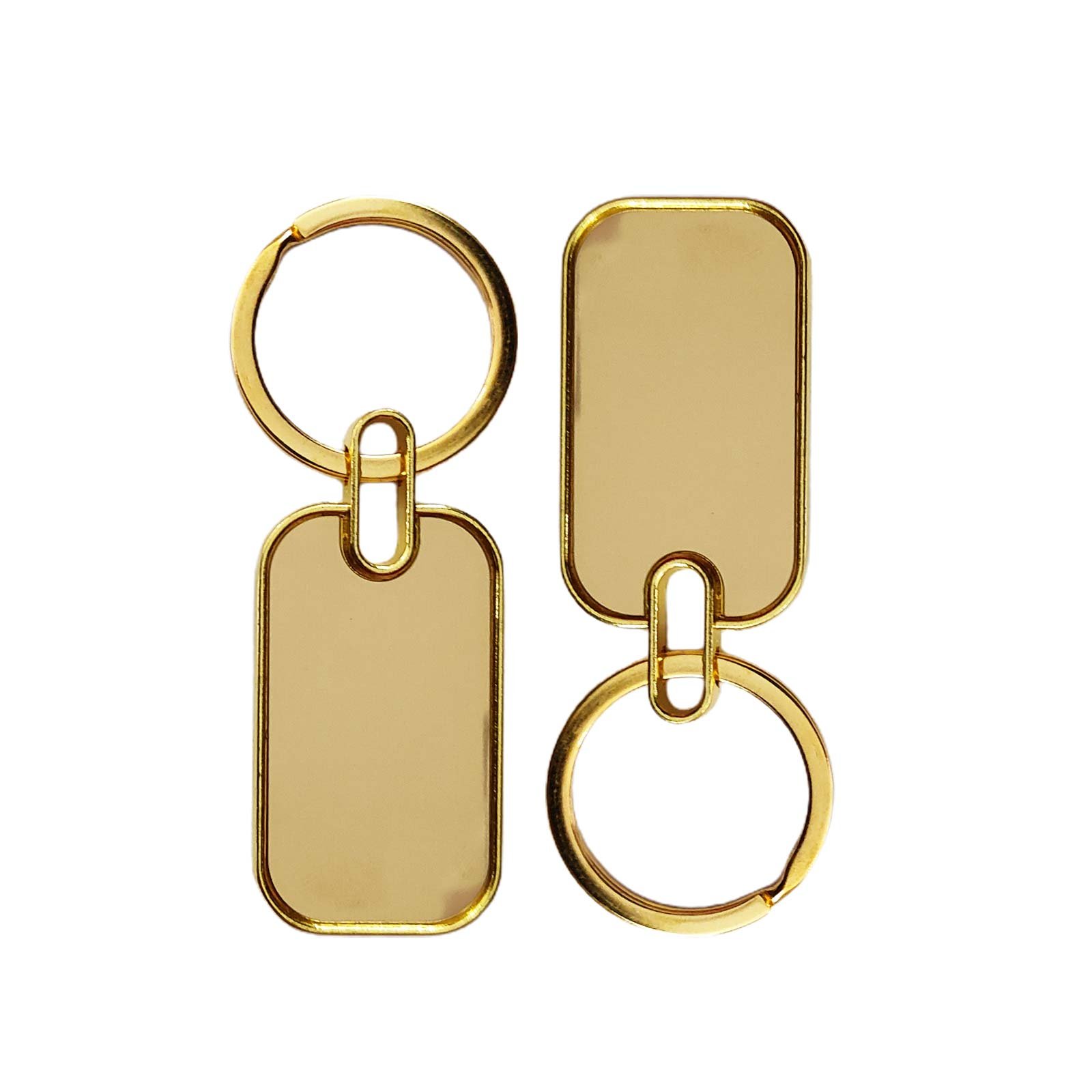 Blank Gold Border Mirror Metal Keychain (E02) | Laser Engraved Keychains | Laser Engraving branding | product by Right Marc Solutions