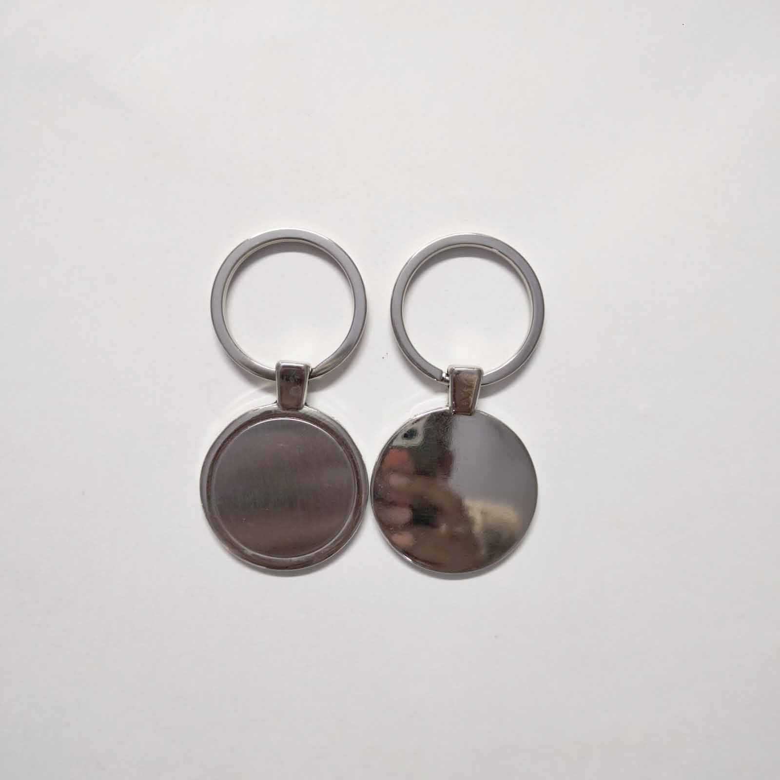 Blank Silver Border Mirror Round Metal Keychain (E05) | Laser Engraved Keychains | Laser Engraving branding | product by Right Marc Solutions