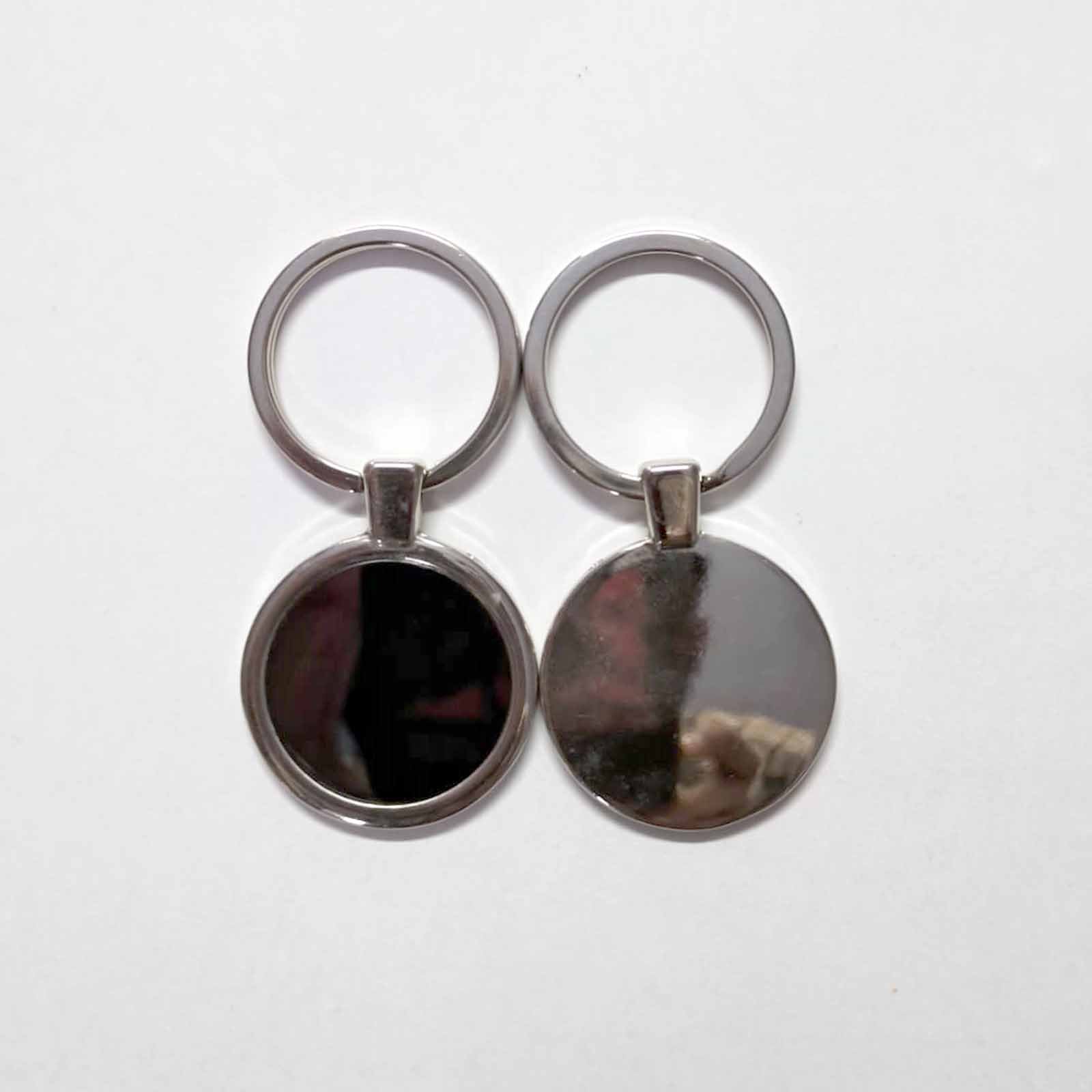 Blank Silver Border Round Metal Keychain (E04) | Laser Engraved Keychains | Laser Engraving branding | product by Right Marc Solutions
