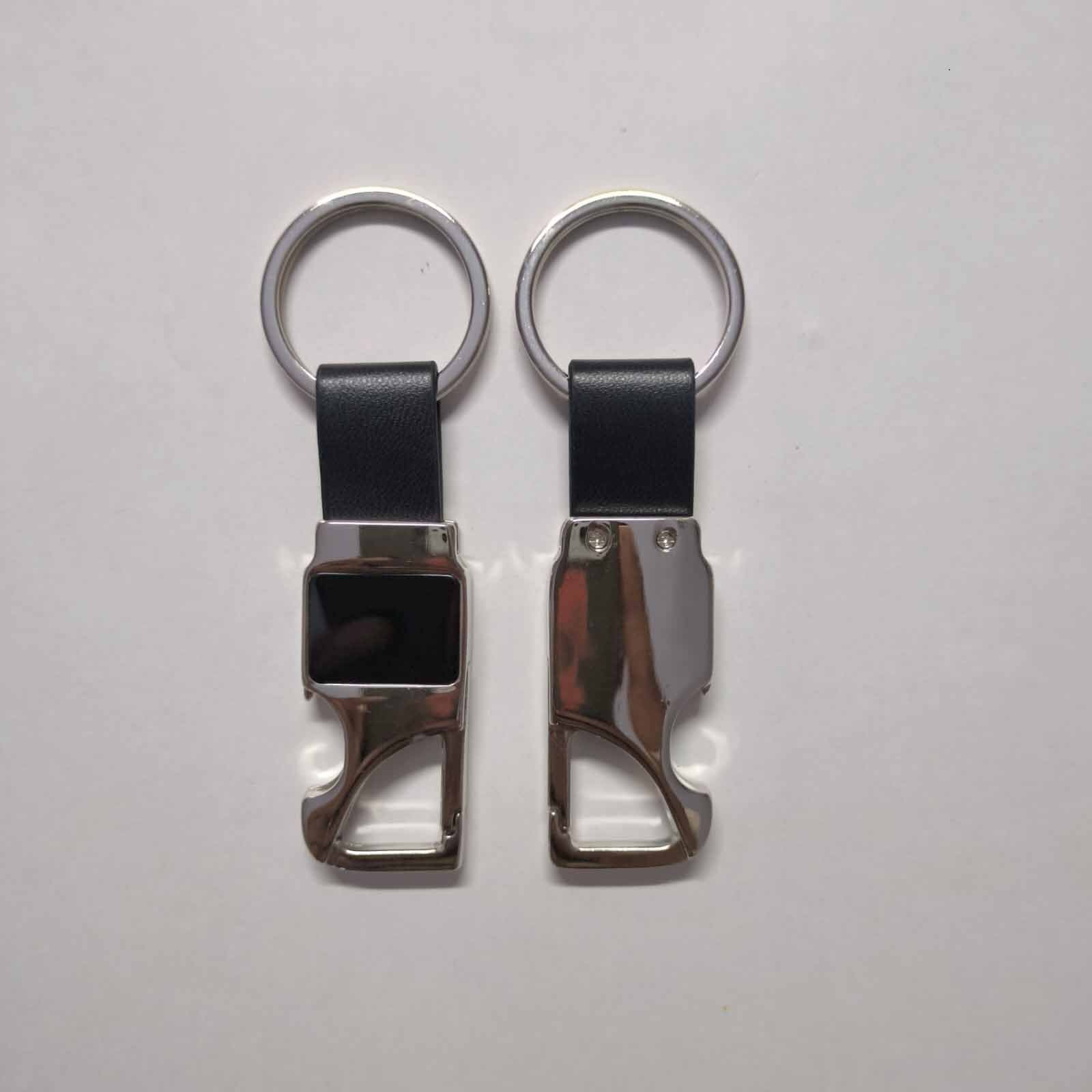 Blank Silver Bottle Opener Metal Keychain with Leather Strap (E09) | Laser Engraved Keychains | Laser Engraving branding | product by Right Marc Solutions