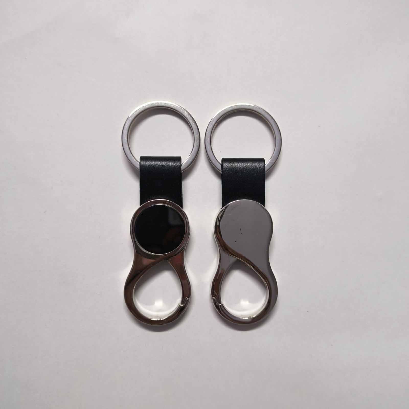 Blank Silver Carabiner Hook Metal Keychain with Leather Strap (E08) | Laser Engraved Keychains | Laser Engraving branding | product by Right Marc Solutions