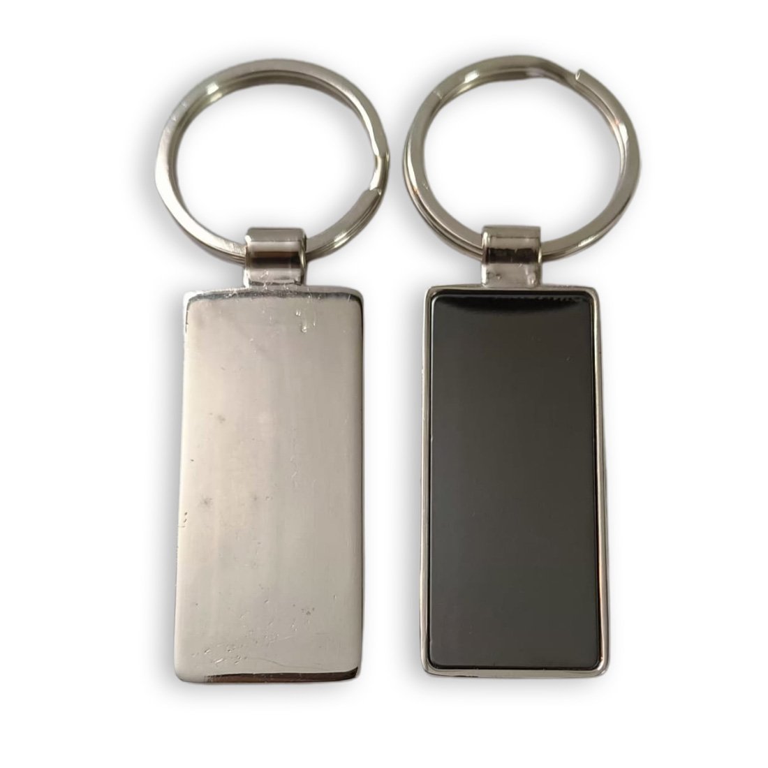 Blank Silver Classic Rectangle Metal Keychain (E21) | Laser Engraved Keychains | Laser Engraving branding | product by Right Marc Solutions
