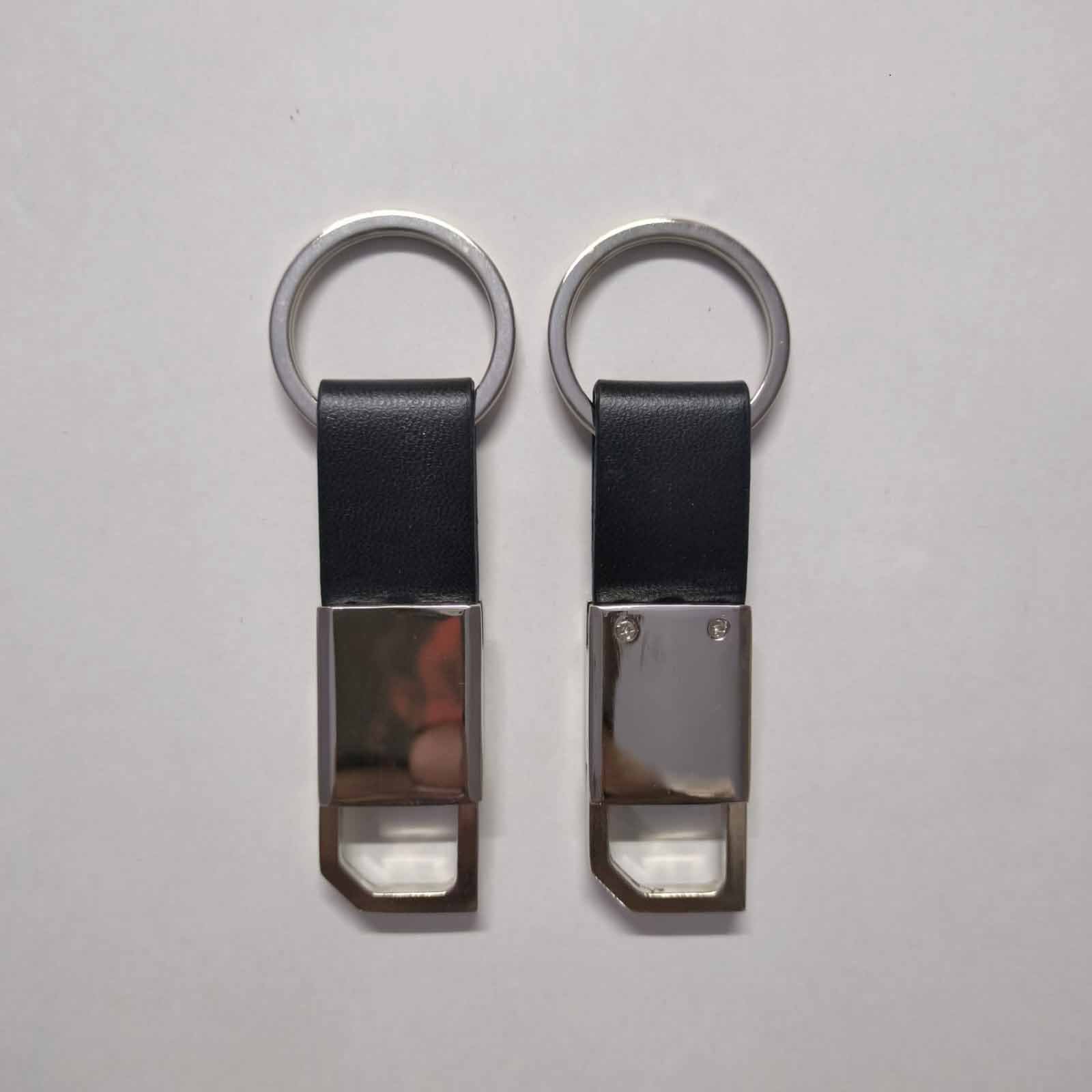 Blank Silver Rectangle Mirror Metal Keychain with Leather Strap (E12) | Laser Engraved Keychains | Laser Engraving branding | product by Right Marc Solutions
