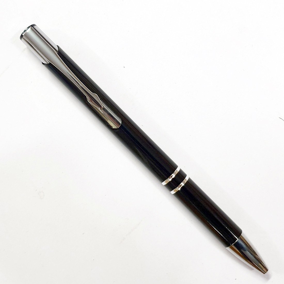 MP03 Benz Black Metal Pen blank with a matte finish, ideal for high-contrast silver laser engraving.