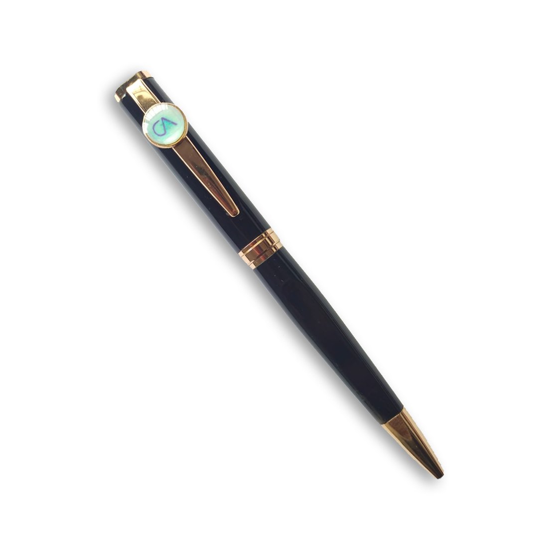 MP25 CA Metal Pen blank featuring professional finance-themed accents for custom laser engraving.