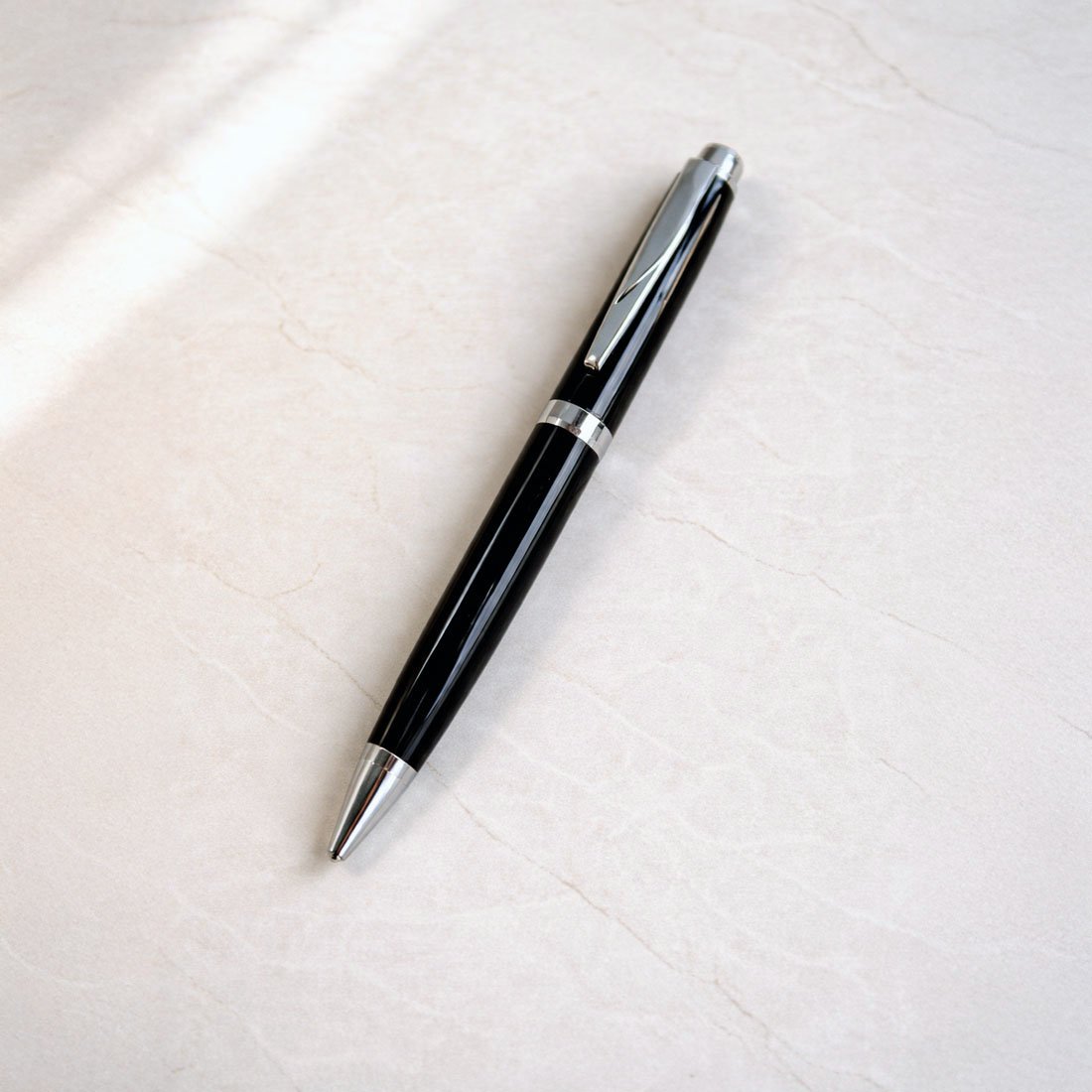 MP34 Monopoly SH Black CP Metal Pen blank featuring a gloss finish and chrome trim for custom laser branding.