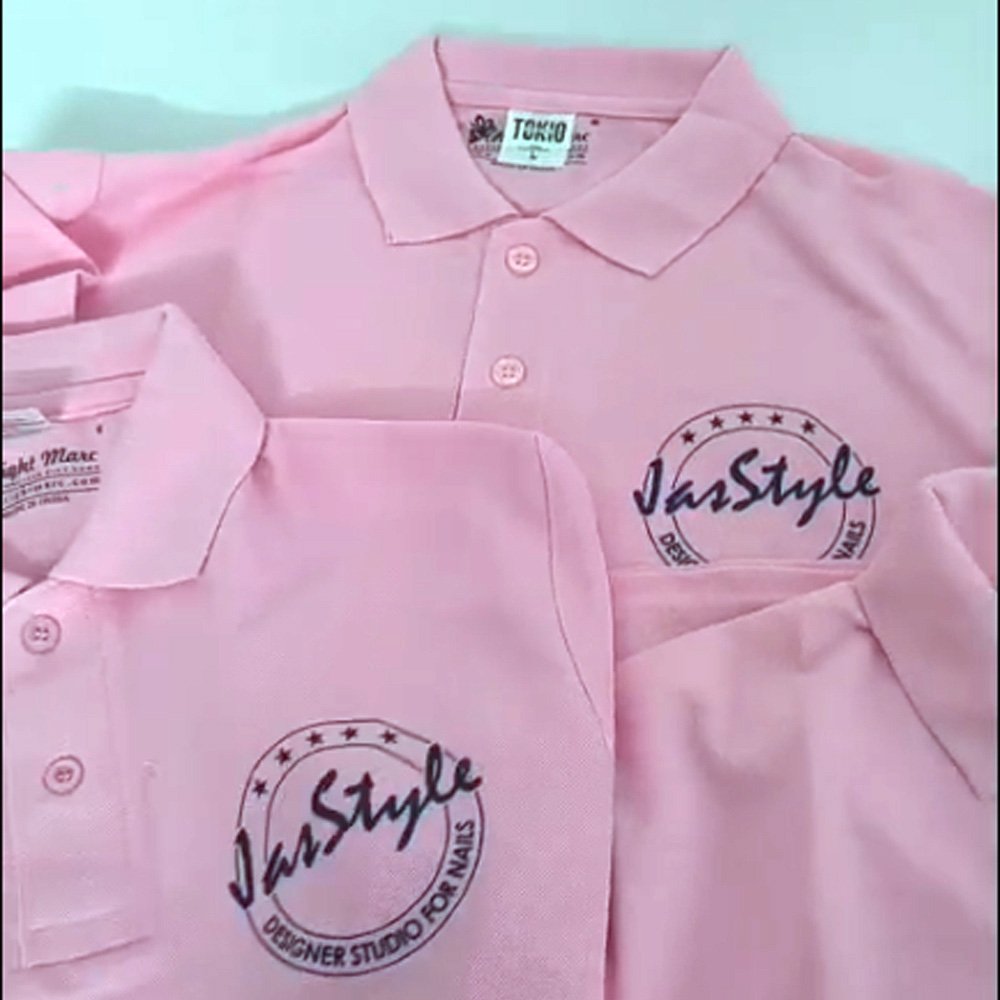 Custom Spun Matty Polo T-Shirts for Nail Studio | Spun Matty Pink Promotional Polo T-Shirts | Rajkot | gallery view 2
